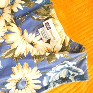 Women's Baby Blue & Yellow Sunflower Summer Mini Dress